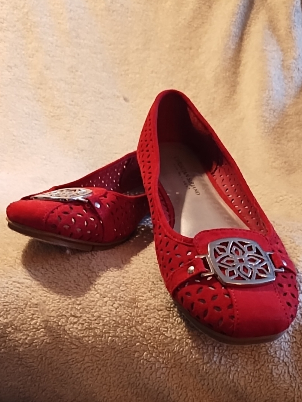 Red Faux Suede Shoes